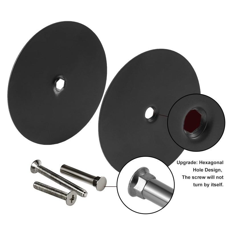NAUBEA 1 Pack Door Knob Hole Cover Plate Matte Black Deadbolt Cover Plate 2 5/8"" Diameter Round Door Hole Filler Plate, 1"" and 1.5"" Screws, Repair Locks and Doors hole for Home Security - Image 5